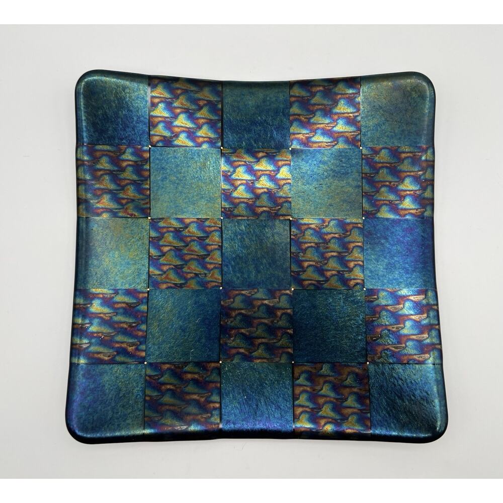 Barrett Glass Studio Dichroic Fused Art Glass Plate 9.5” Signed 1996 Vintage